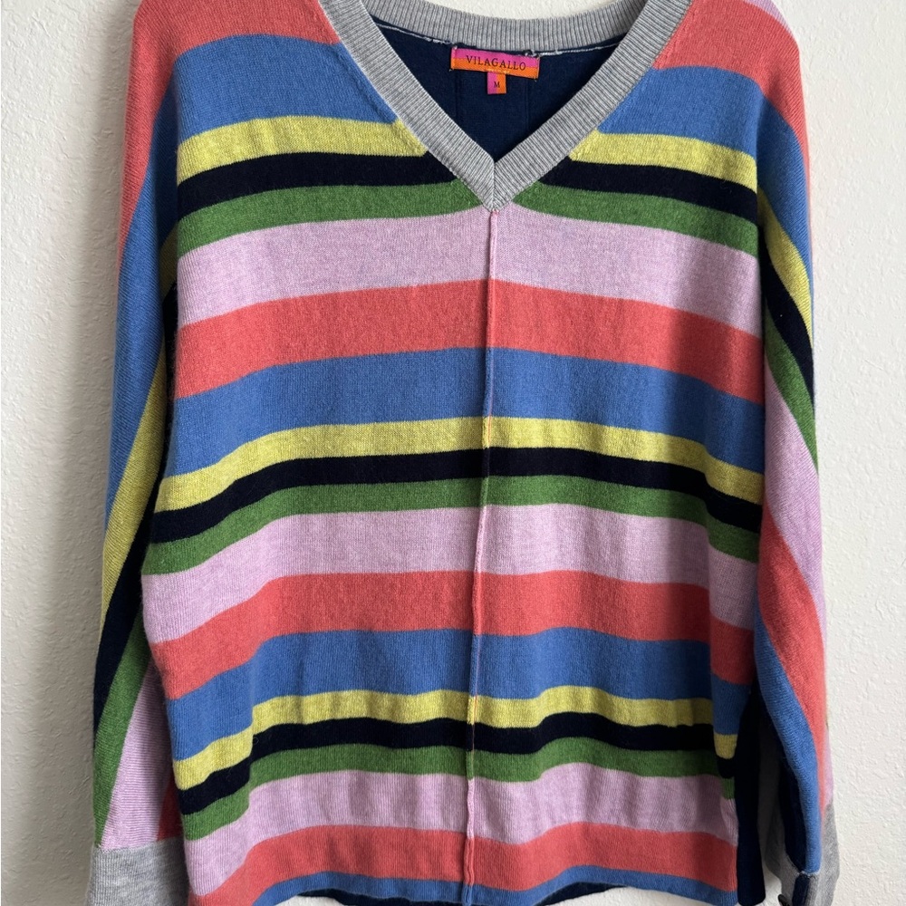 Vilagallo Colorful V-Neck Sweater